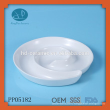 Белая керамическая плита для печенья, сплошной цветной чип и пластина для погружения, керамическая плита, гостиничные тарелки для ужинов